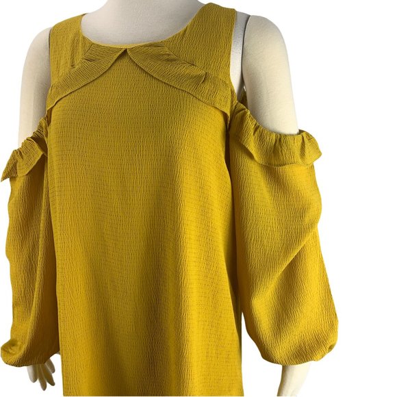 Entro Shift Cold Shoulder S Dress Small Mustard Ye - Picture 5 of 7